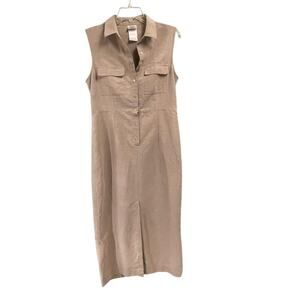 Vintage Laura Ashley Linen Blend Size 8 Long Dress Lagenlook Minimalist Midi